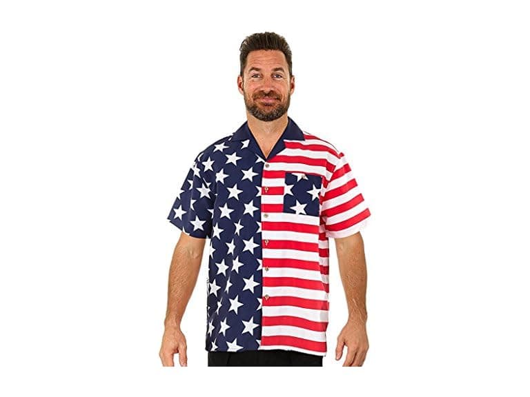 Uzzi Men (M) USA Flag Hawaiian Hpusa2 Shirt - Image 1