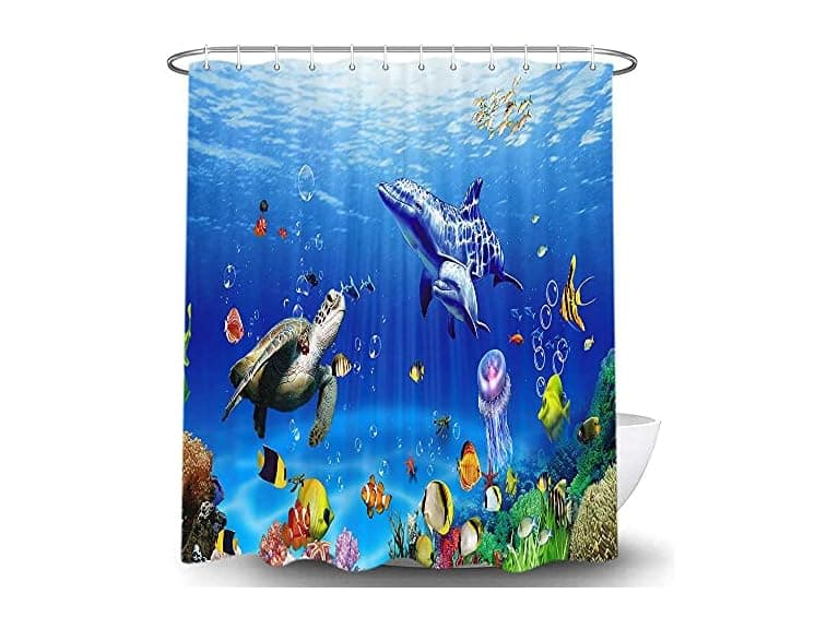 Ocean Underwater Marine Life Shower Curt - Image 1
