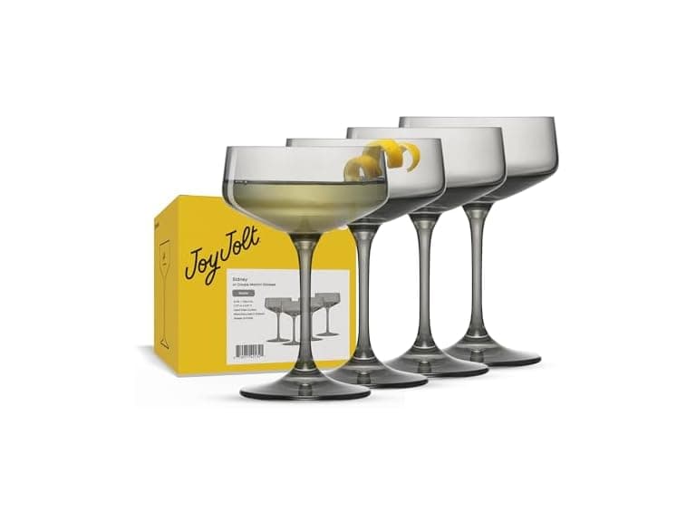 JoyJolt Sidney Cocktail Coupe Glasses Set of 4 | 8 oz Gray - Image 1