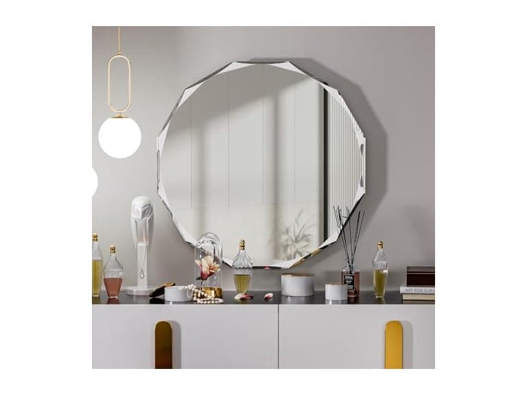 SNUGACE Beveled Edge Round Bathroom Vanity Mirror, 20” - Image 1