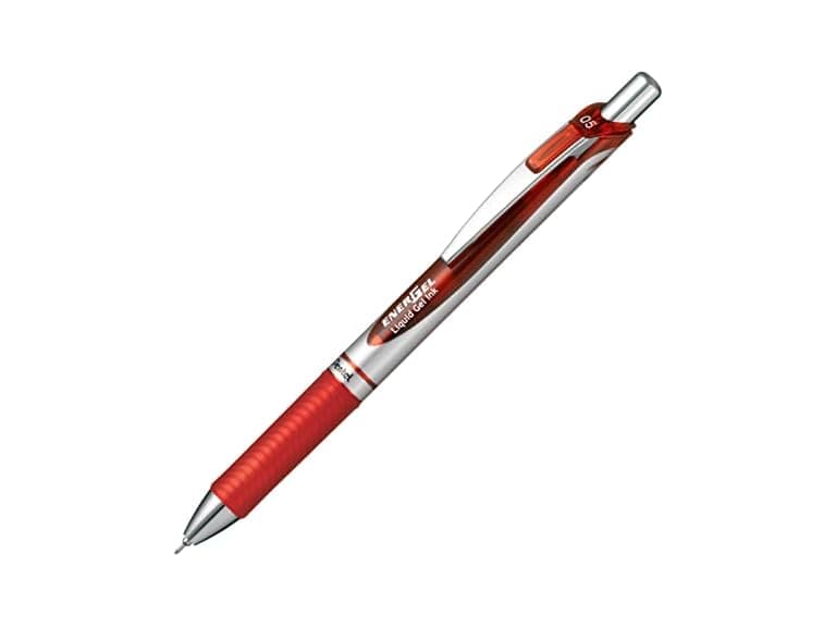 Pentel Energel Knock Ballpoint Pen, 0.5m Red Ink - Image 1