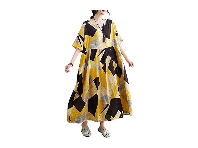 Versear Women (OS) Boho Cotton Linen Dress Dress - Image 1