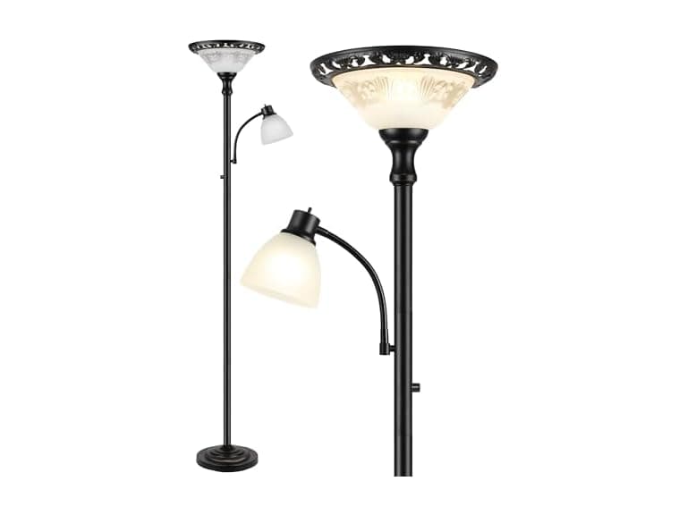 PARTPHONER Torchiere Floor Lamp Metal RIm - Image 1