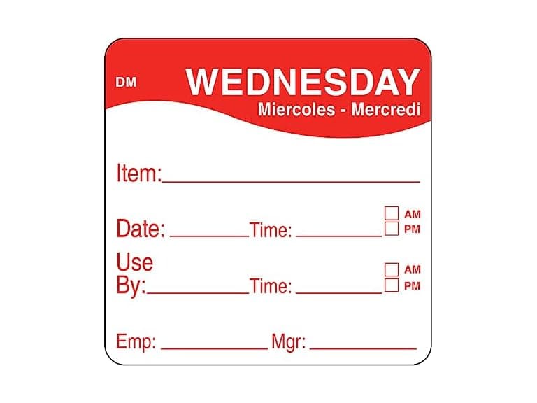 DayMark Wednesday Labels - Image 1