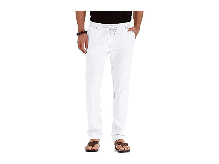 Gubidiao Men (XXL) Casual Linen Pants Beach Pants - Image 1