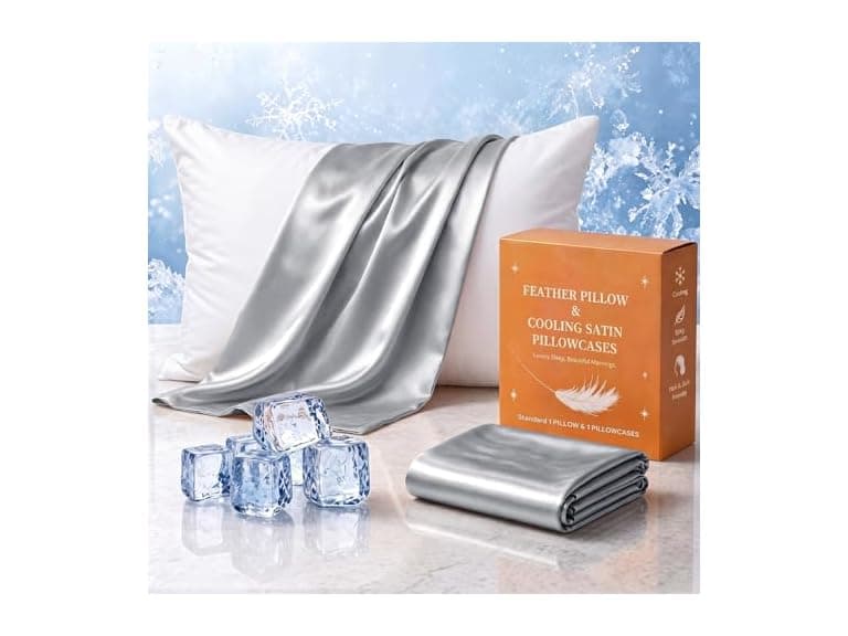 BHZ Grey Satin Goose Feather Pillow - Image 1