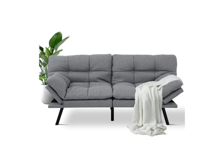 MUUEGM 71" Futon Sofa Bed, Memory Foam - Image 1