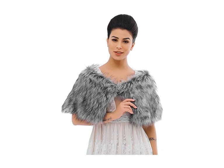 Zoestar Women (Free Size) Faux Fur Wedding Cape - Image 1