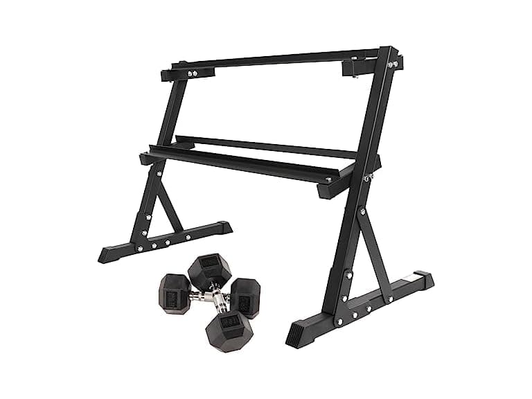 Fitvids Dumbbell with 2-Tier Rack – 25lbs Pair - Image 1