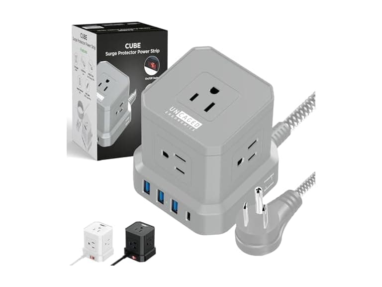 10ft Cube Power Strip with USB Gray - Image 1