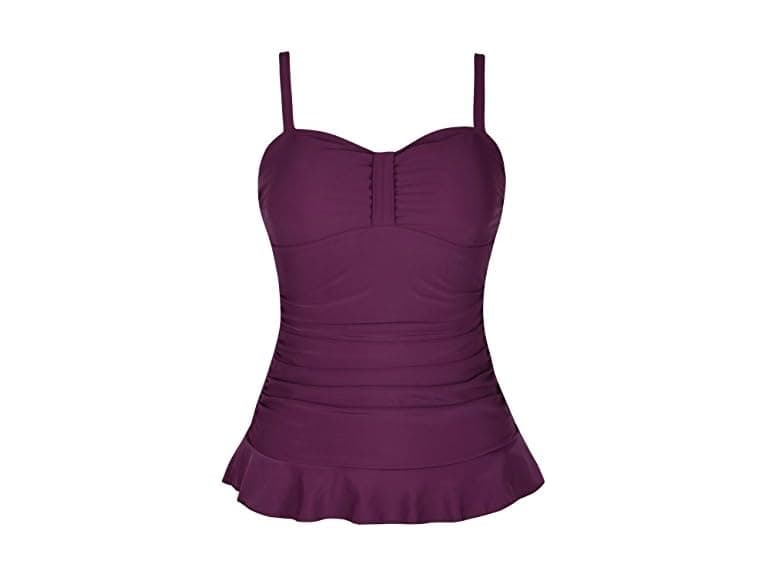 Hilor Women (10) 50's Retro Ruched Tankini Hem Top - Image 1