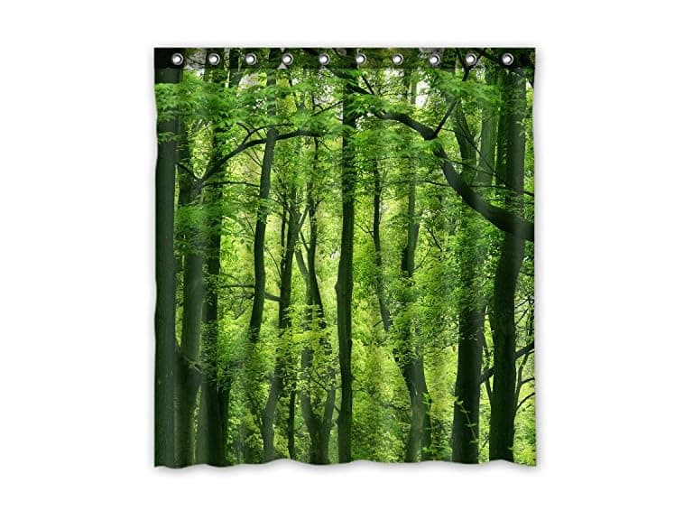 FMSHPON Fresh Green Forest Shower Curtain - Image 1