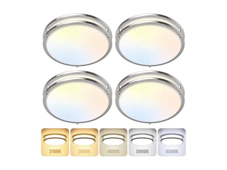 GoBright 4Pk 12" LED Ceiling Light, Nickel - Image 1