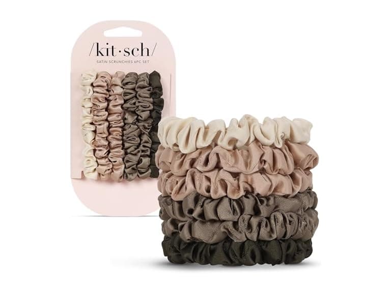 Kitsch Satin Scrunchies Eucalyptus 6pc - Image 1