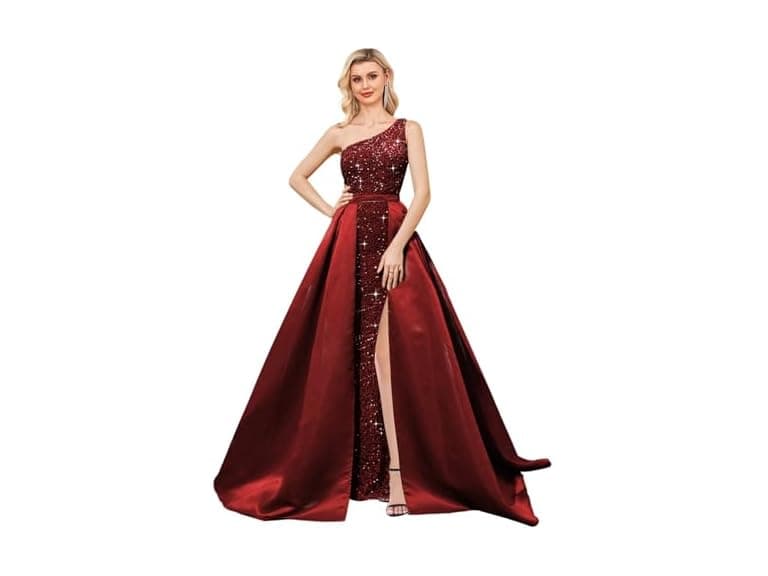 Homdor Women (10) One Shoulder Sequin Prom Cape - Image 1