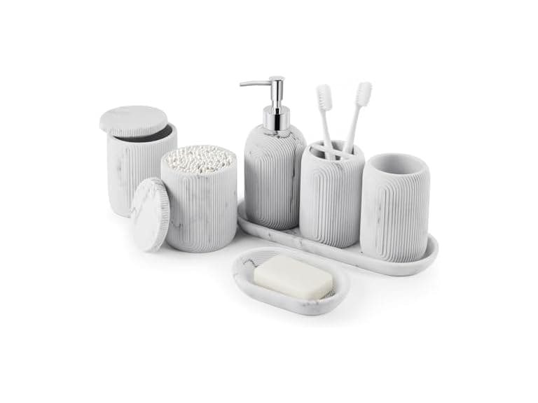 Z ZONAMA White Resin Bathroom Accessories Set - Image 1