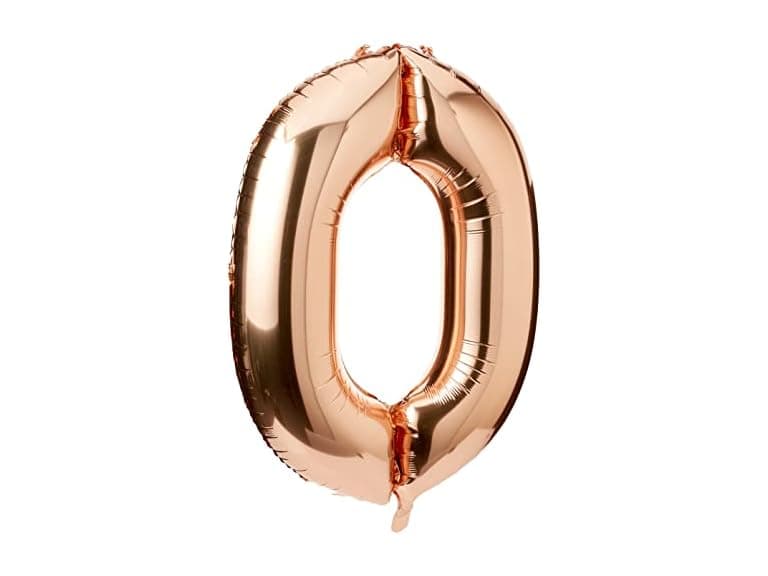 Rose Gold Number 0 Shaped Foil Balloons - 34" - Image 1