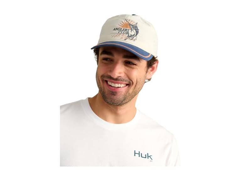 HUK Men's Standard Anglers Club Snapback Hat, Egret - Image 1