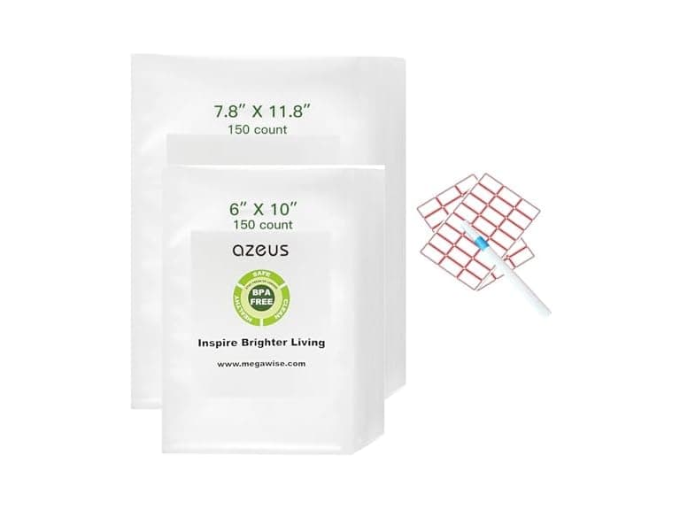AZEUS Vacuum Sealer Bag Set with Labels & Marker, 300 Bags - Image 1