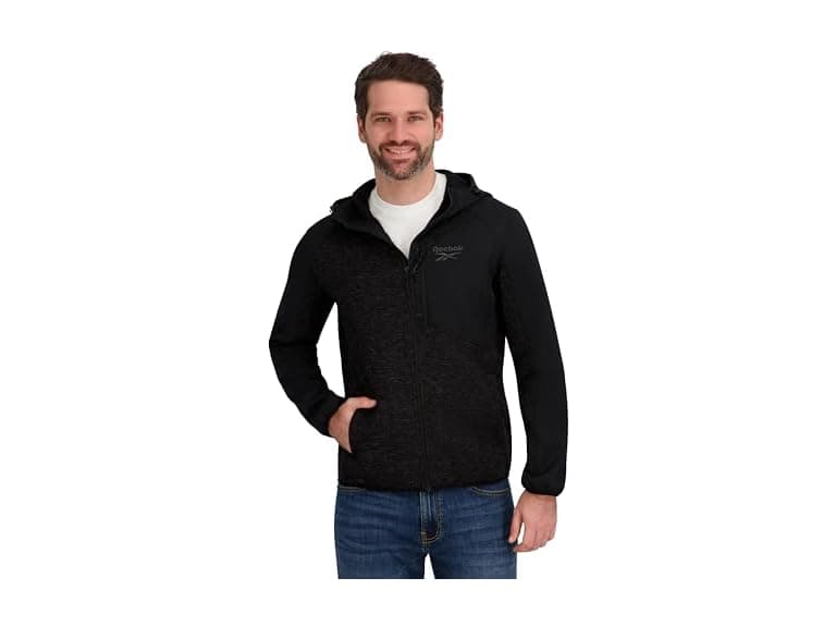 Reebok Mens Full Zip Hooded Sweater Fleece Jacket - Image 1