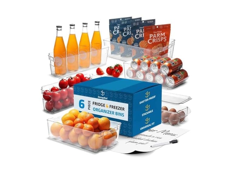 Hearth & Harbor 24 Piece Fridge Organizer Bins - Set of 18 - Image 1