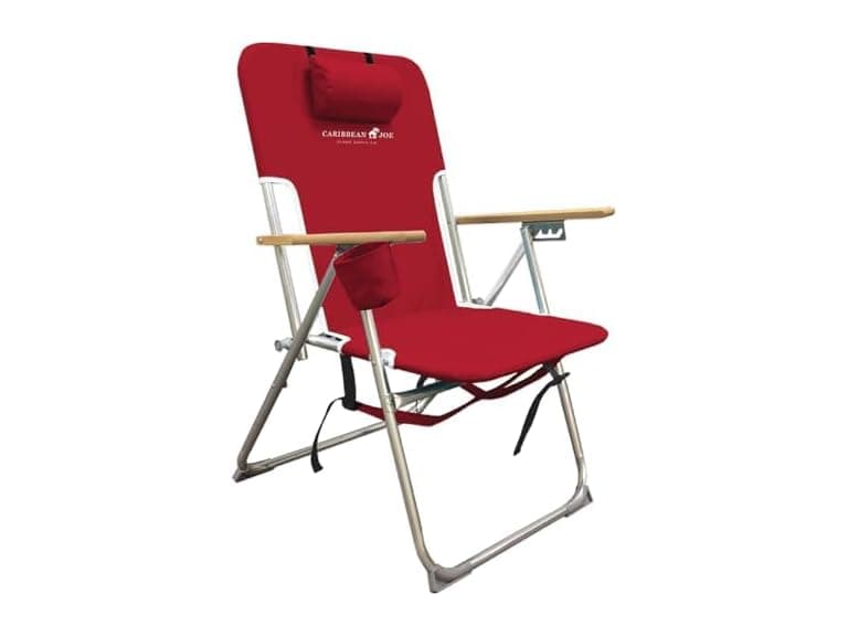 CARIBBEAN JOE Beach Chair, 4 Position (Red) - Image 1