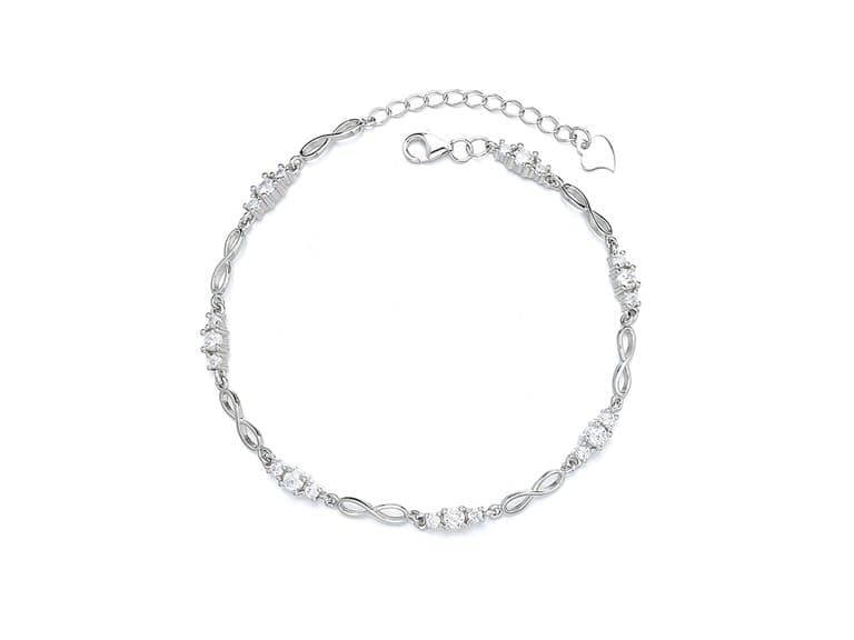 18K White Gold Plated Infinity Bracelet - Image 1