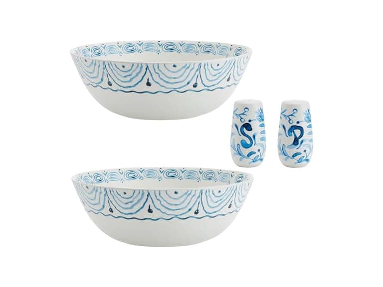 Fitz and Floyd Sicily Blue Italian Design Serve Bowls Set of 2 - Image 1