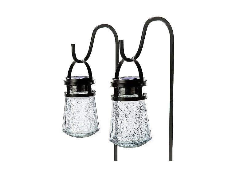 Home Zone 2Pk Crackle Glass Solar Lanterns - Image 1