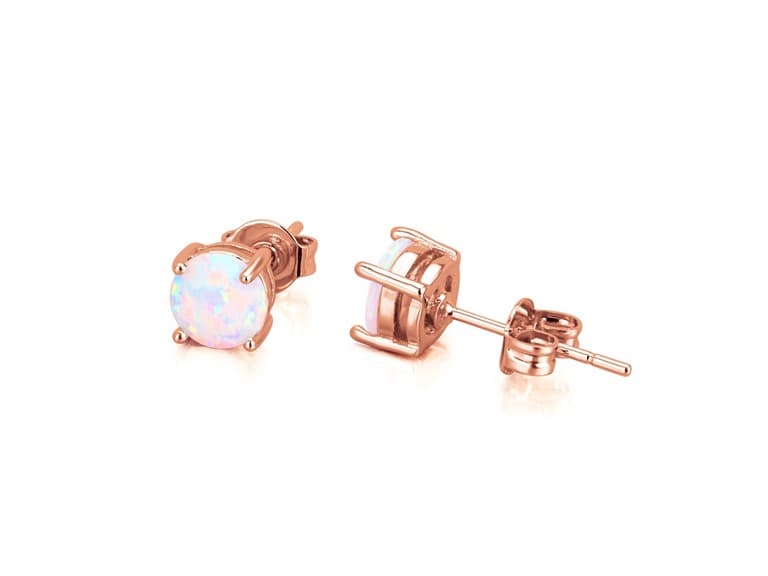 Sterling White Fiery Opal Stud Earring - Image 1