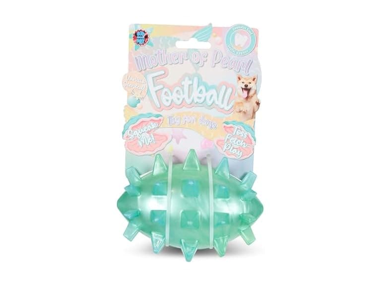 Bow-Wow Spiked Pearlescent Squeaky Dog Toy Football - Image 1