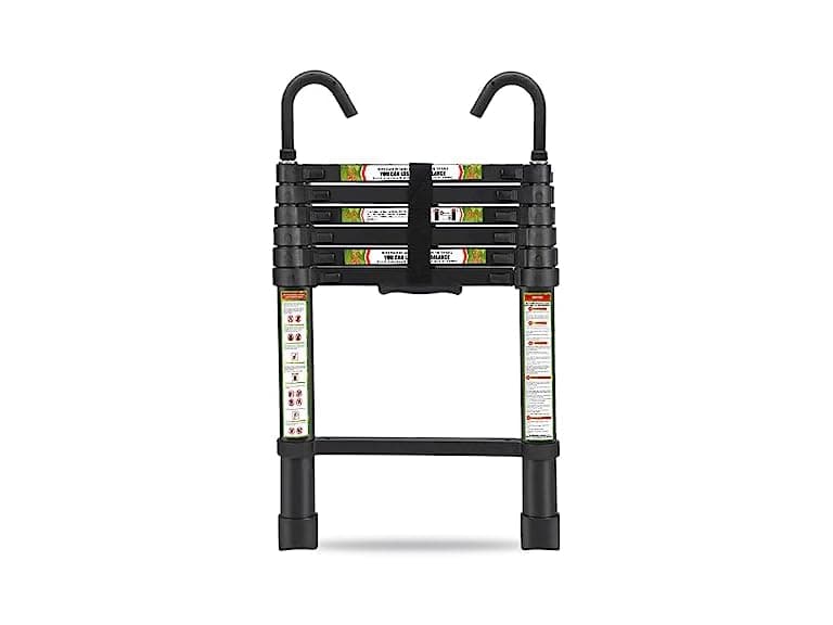 RIKADE Telescopic Ladder, 6.5 ft Aluminum Telescoping Ladder with Non-Slip Feet and Stable Hook, Portable Extension Ladder for Household and Outdoor Working, Max Load 330 lb, Black (Open Box) - Image 1