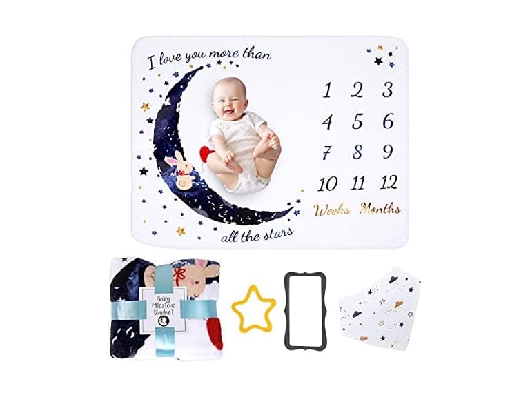 2-Pack Fleece Baby Milestone Blanket - Image 1