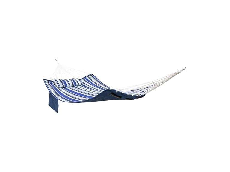 Sunnydaze Quilted Fabric Double Outdoor Hammock Catalina Beach - Image 1