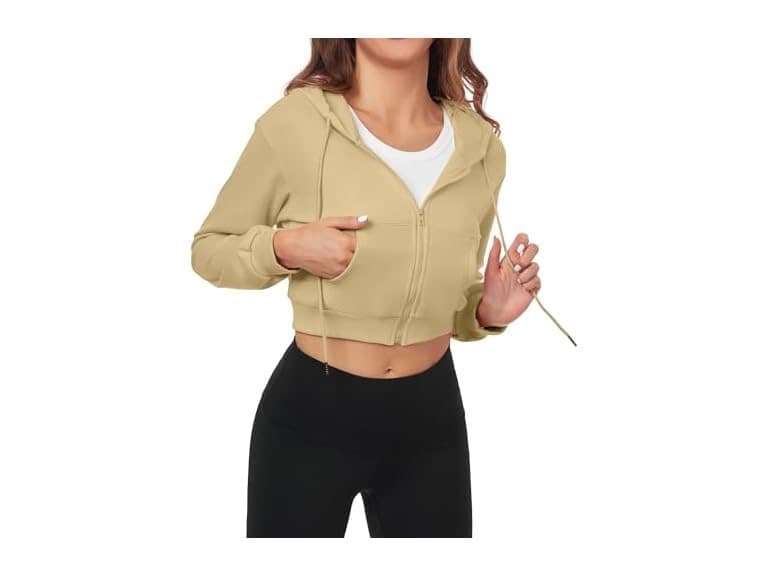 Fkeep Women Cropped Zip Up Hoodie Top Sweatshirt - Image 1