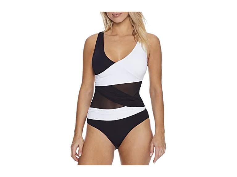 Anne Cole Women (10) Asymmetrical Mesh One-Piece - Image 1