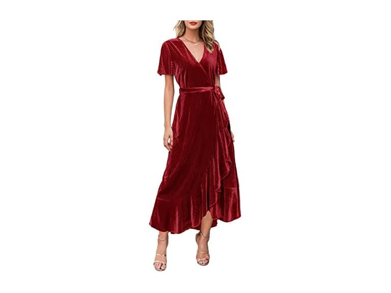 Miessial Women Velvet Maxi Dress Retro Faux Dress - Image 1