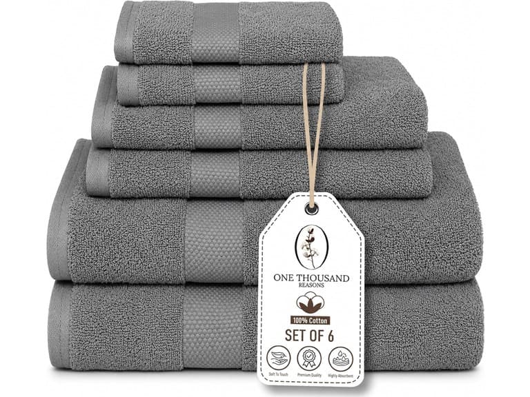 6Pc Luxury Bath Towel Set (1-Stripe) - Image 1