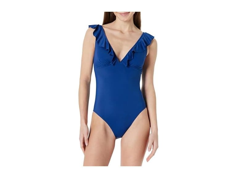 Amazon Essentials Women Ruffle V-neck Swimsuit - Image 1