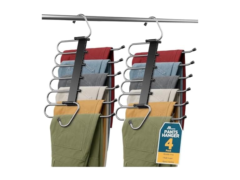 Black Space Saving Pants Hangers 4 Pack - Image 1