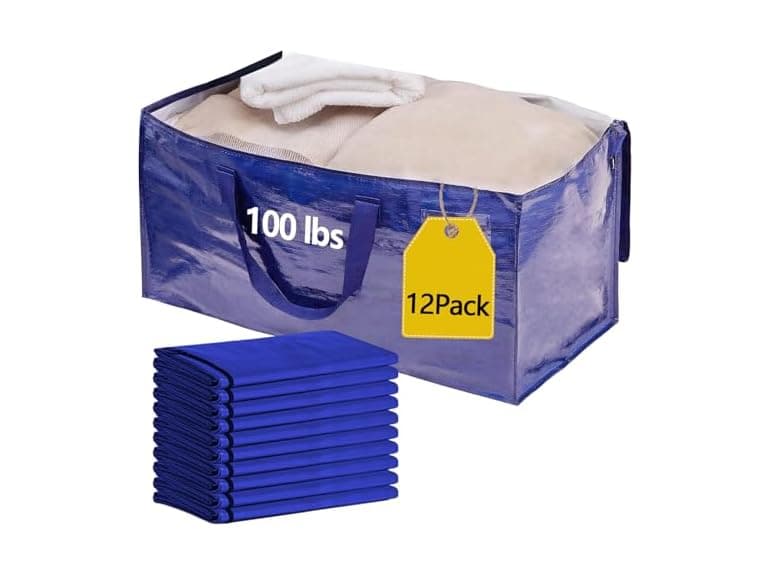 12 Pack Waterproof Moving Storage Bags, 100 lbs 95L - Image 1
