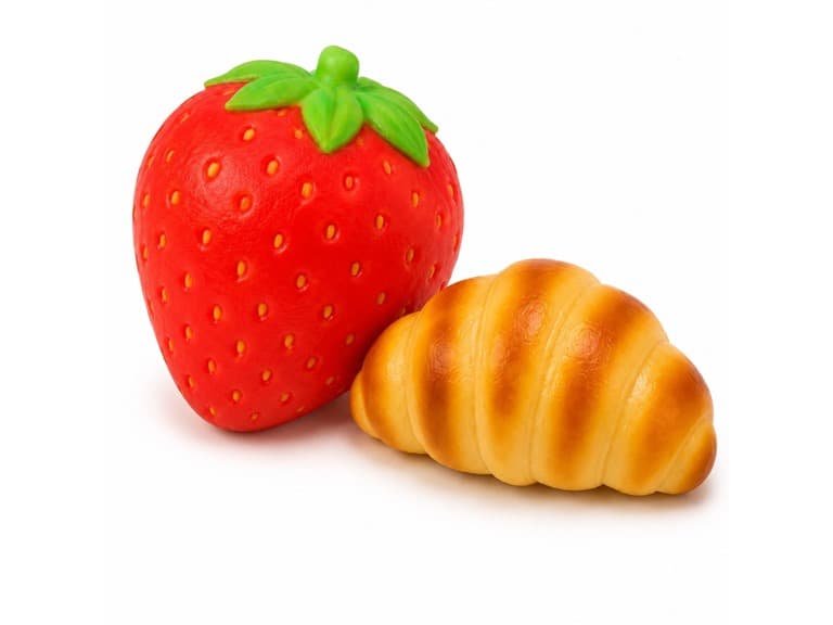2Pk Squishy Strawberry+Croissant - Image 1
