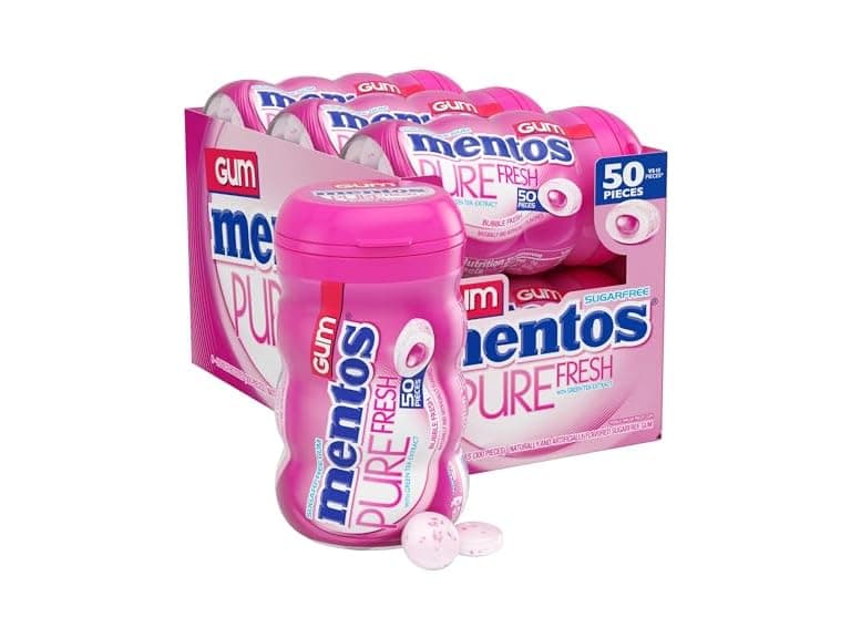 6PK Mentos Pure Fresh Sugar Free Gum Bubble Fresh - Image 1