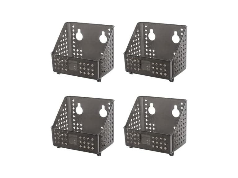 Cetomo Plastic Hanging Baskets with Hole, Clear Black, 4 Pack - Image 1