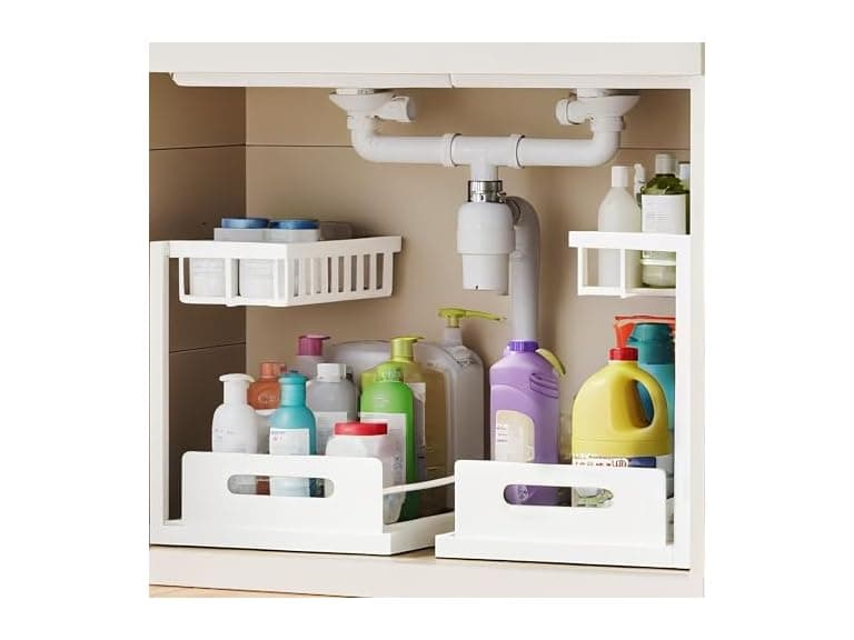 VUSIGN 2 Tier Under Sink Organizer, Slide Out - Image 1