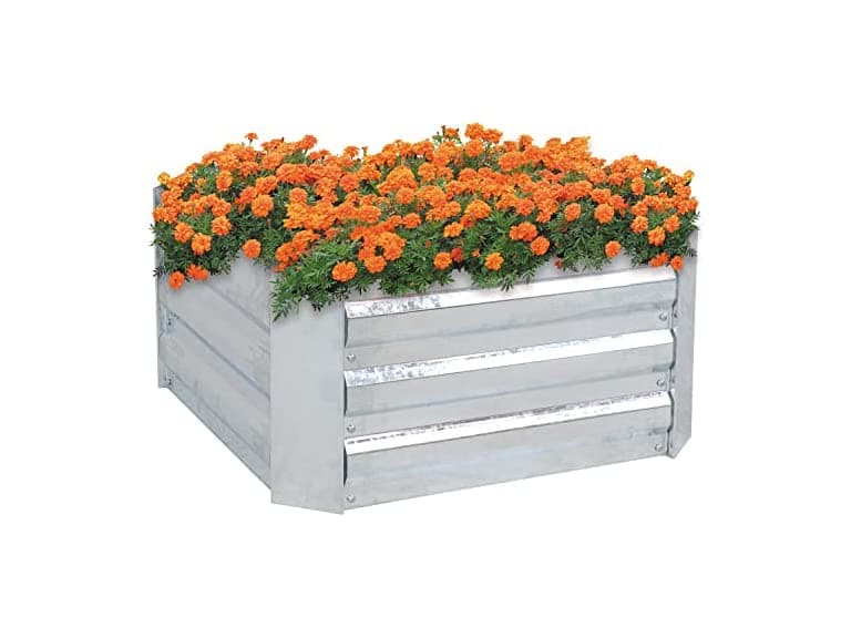 Sunnydaze 24" Silver Steel Raised Garden Bed - Image 1
