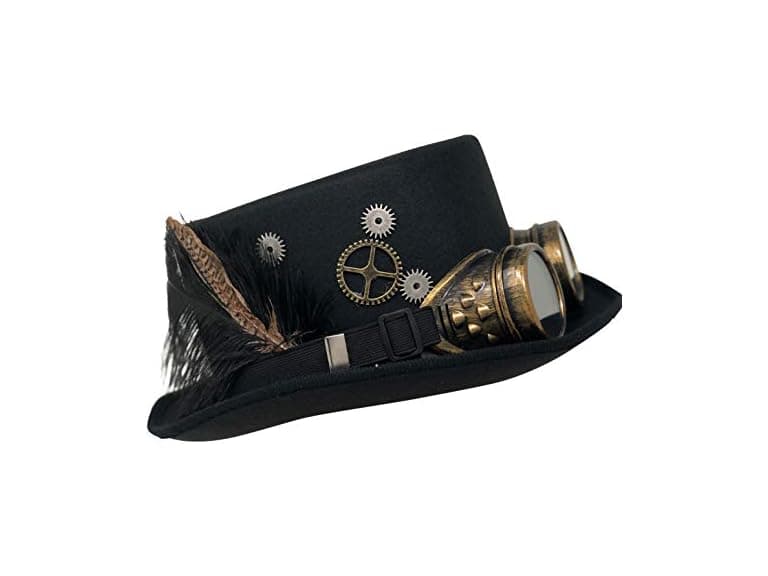 CHAPEAU TRIBE (OS) Black Steampunk Top Hat - Image 1
