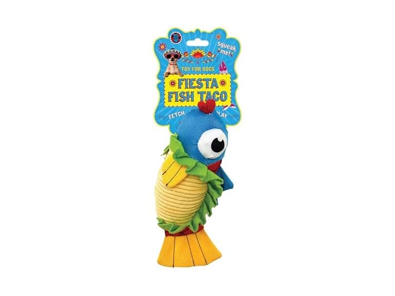 Bow Wow Pet Squeaky Plush Dog Toy with Crinkle Fish Taco - Image 1