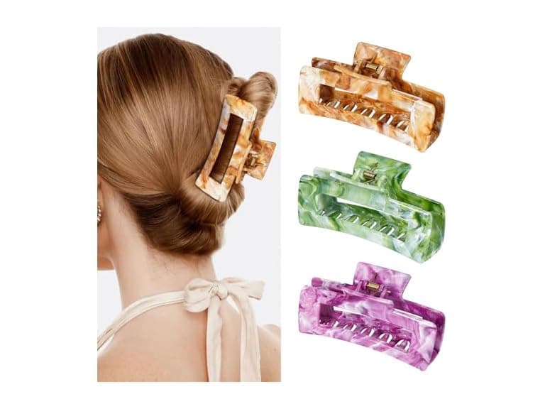 3Pcs Hair Claw Clips for Women, 4.1 Inch - Image 1