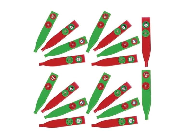 Red & Green Plastic Holiday Kazoos, 4.5" (18 Pcs) - Image 1